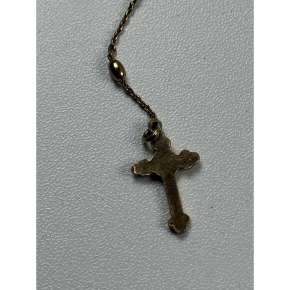 Dyadema Italy Vermeil Sterling Silver Dainty Rosary Cross Necklace 18" - Picture 5 of 12